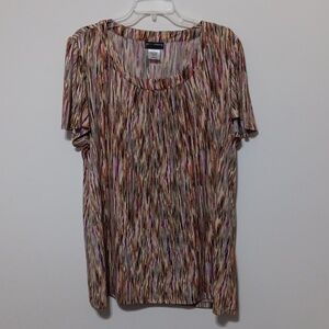 Brown Tan Relaxed Pleated Blouse 28" Inches Ptp